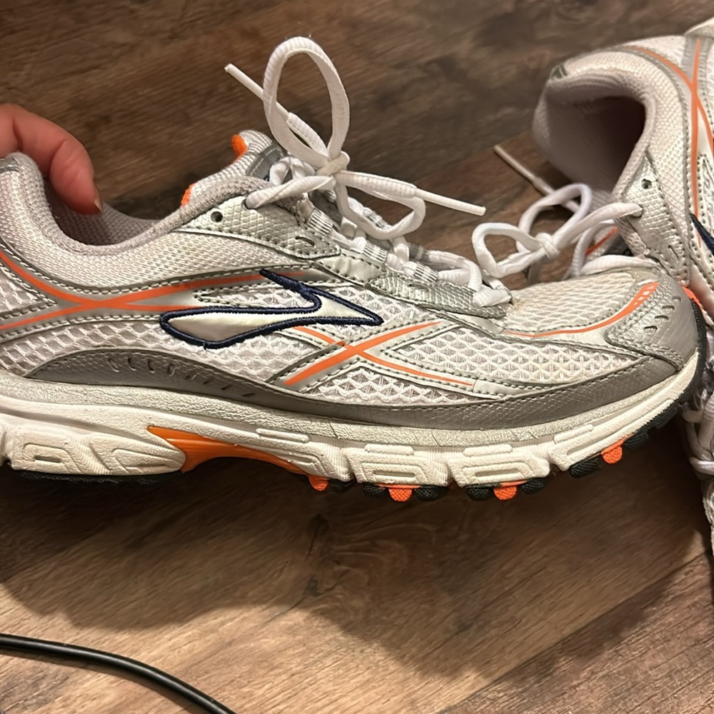 Brooks White and Orange Athletic Shoes